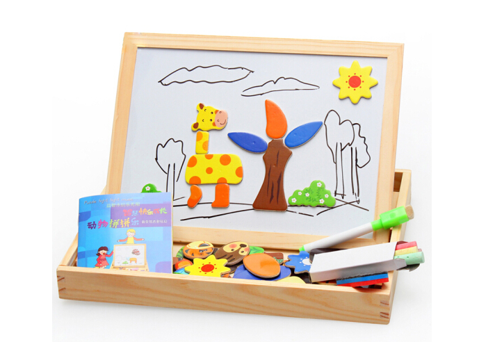 巧之木 儿童玩具益智拼拼乐双面磁性画板